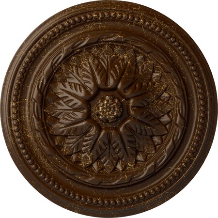 Ekena Millwork Wigan Ceiling Medallion, Hand-Painted Root Beer Crackle, 16"OD x 2 1/4"P CM16WGRBC